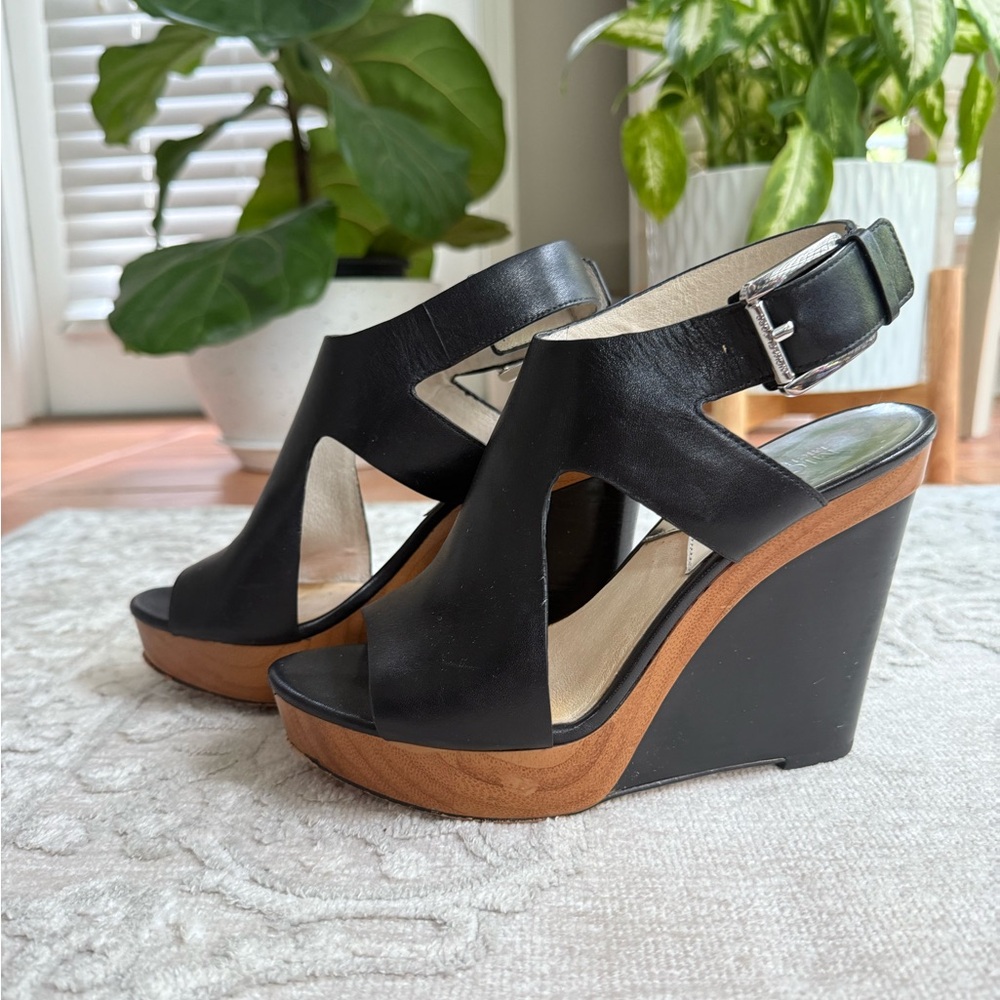 Michael Kors Black Wedge Platform Sandals - Like New